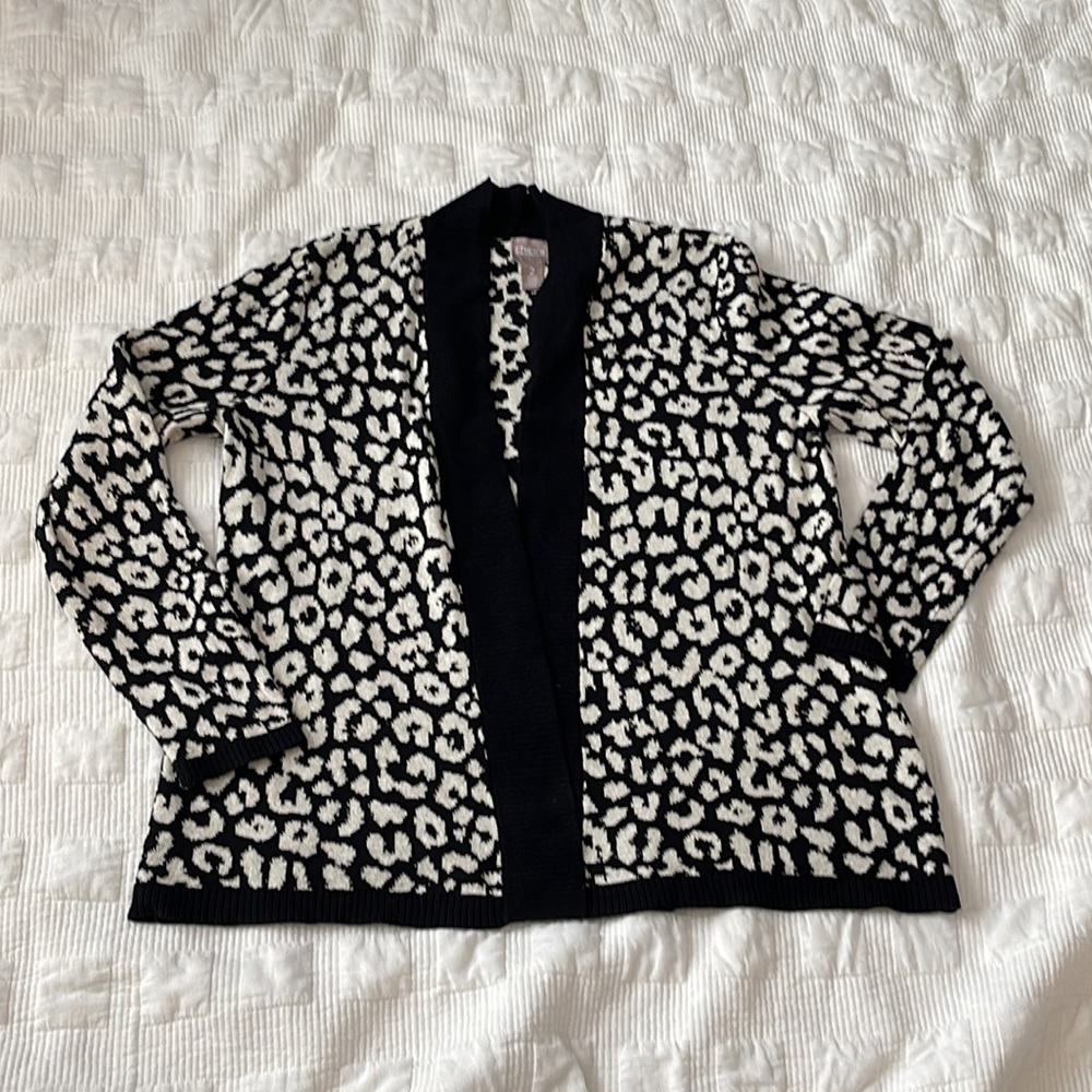 Leopard/gold Print Cardigan, size 2